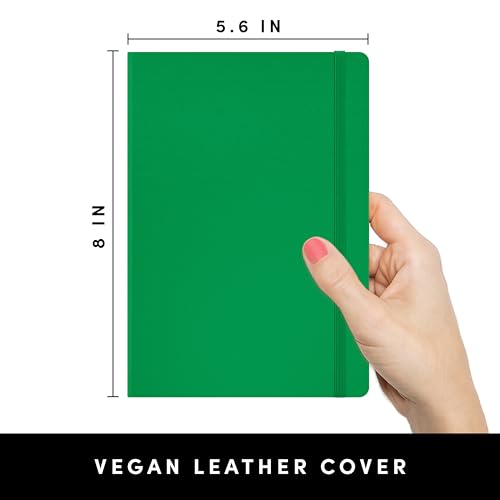 Image of PAPERAGE Blank Journal Notebook, (Green), 160 Pages, Medium 5.6 in x 8 in - 100 GSM Thick Paper - Hardcover Journaling Notebook for Work, School, Note Taking or Sketching