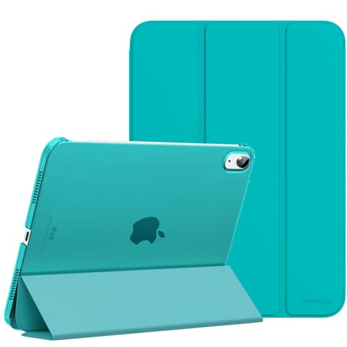 Image of MoKo for iPad (A16) 11th Generation Case 11 Inch 2025, iPad 10th Generation Case 10.9 Inch 2022, Slim Stand Hard PC Translucent Back Shell Smart Cover, Support Touch ID, Auto Wake /Sleep, Pagoda Blue