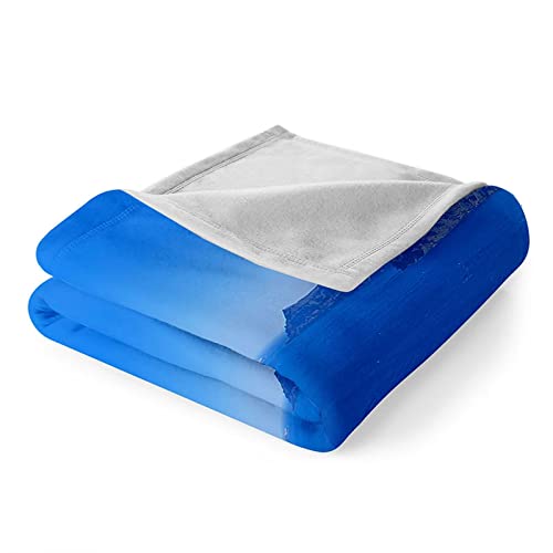 Couverture flannel KnSam de qualité supérieure bleu blanc 150cm - 7