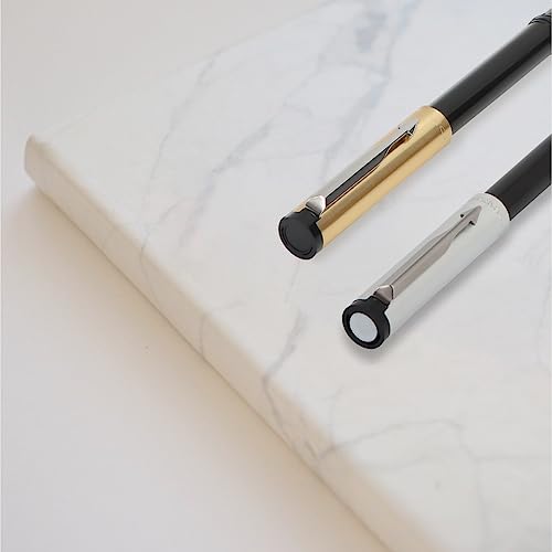 Parker Beta Premium Chrome Trim Fountain Pen | Gold Finish Cap With 1 Ink Cartridge | Ink Color - Blue | Best For Employees | Unique Gifts For Entrepreneurs