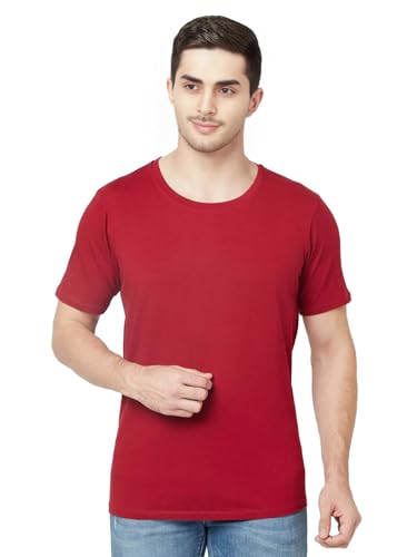 Image of Men's Plain Cotton Crew Neck T-Shirt Regular Fit Short Sleeve Tee