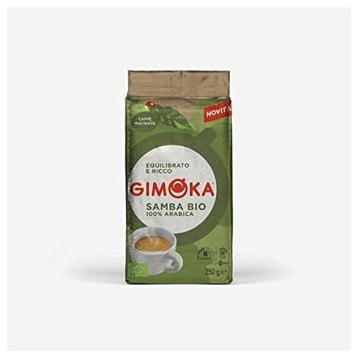 Gimoka caffè macinato Samba Biologico - 100% arabica- (Confezione da 250 Grammi) - Adatto per Moka - Intensità 6