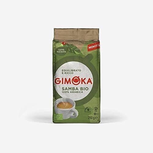 Gimoka caffè macinato Samba Biologico - 100% arabica- (Confezione da 250 Grammi) - Adatto per Moka - Intensità 6