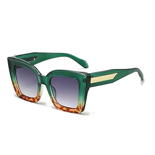 Lunettes de soleil vintage femmes monture dégradée tendance vert or