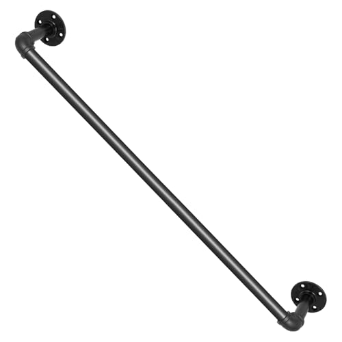 VEVOR Pipe Stair Handrail, 2FT Staircase Handrail, 440LBS Load Capacity Carbon Steel Pipe Handrail, Industrial Pipe Handrail with Wall Mount Support, Round Corner Wall Handrailings for Indoor, Outdoor