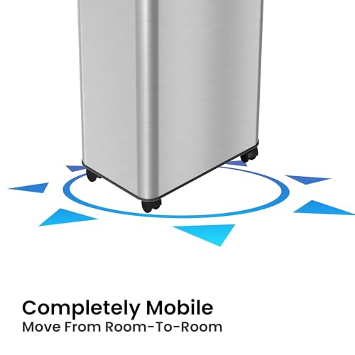 Image of iTouchless 16 Gallon Open Top Kitchen Trash Can Recycling Bin with Wheels and Double Odor Filters Rectangular Commercial Stainless Steel 60 Liter Trashcan Home Office Work Bedroom Livingroom Garage