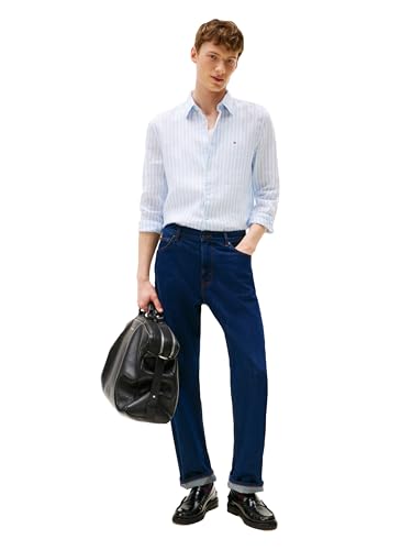Image of Tommy Hilfiger Men's Long Sleeve Casual Linen Button Down Shirts in Regular Fit
