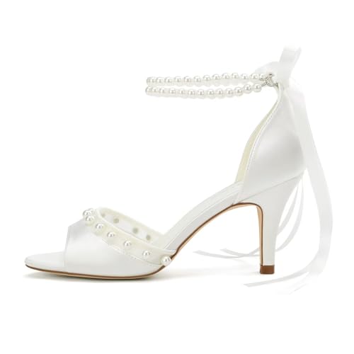 Pearl Heels Wedding Shoes for Bride Kitten Heel Bridal Shoes Open Toe Wedding Heels3