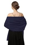 Baoqiya Women's Shawls and Wraps for Evening Dress Chiffon Shawl Soft Elegant Silky Pashmina Wedding Bridal Scarf(Navy, 79'×19')
