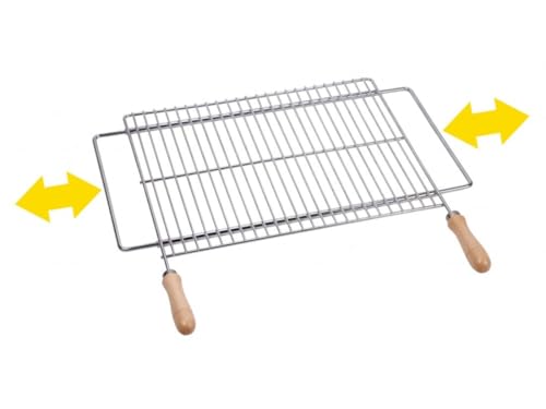 Parrilla - parrilla extensible zincada de 60x40 cm, ideal para asados, fabricada en acero, resistente y duradera.