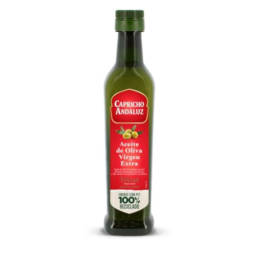 Capricho Andaluz | Aceite de Oliva Virgen Extra PET Flavia 500ml | Prensado en Frío, Origen Español, Ideal para Cocinar, Aliñar y Aderezar Ensaladas y Platos