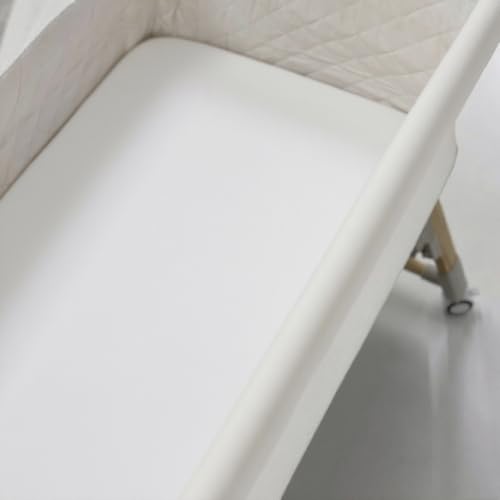 Image of TL Care 100% Natural Breathable Cotton Jersey Knit Fitted Bassinet Sheet, White, 15 inch x 33 inch, Soft Breathable, for Boys and Girls