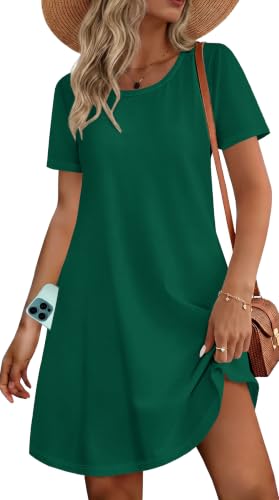 Image of Womens Summer Dresses Beach Casual Loose Tshirt Floral Short Sleeve Flowy Pockets Sundresses 2026