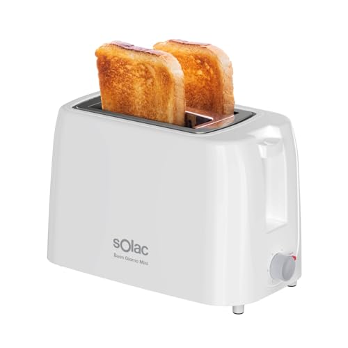 Solac - Tostapane Mini Buon Giorno 750W | 2 Fessure per Pane da Sandwich | Selettore di 6 Livelli di Tostatura | Sistema di Auto-centratura | Vassoio Raccoglibriciole Rimovibile | Alloggio Cavo