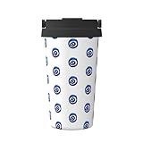 KAPPTYY Taza de café reutilizable con tapa con impresión de ojos malvados, taza de café de acero inoxidable para bebidas frías y calientes, regalo ideal