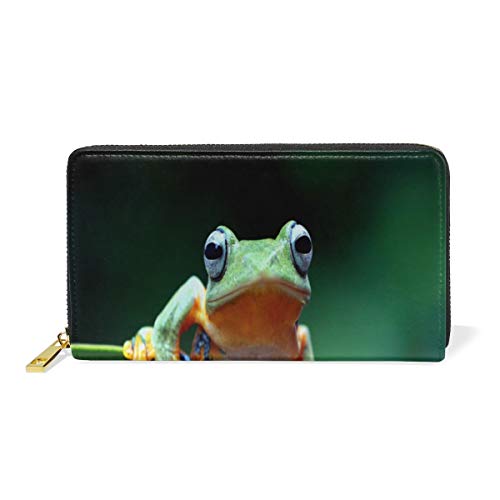 Porte-monnaie en cuir véritable motif grenouille d'arbre, idée cadeau unique