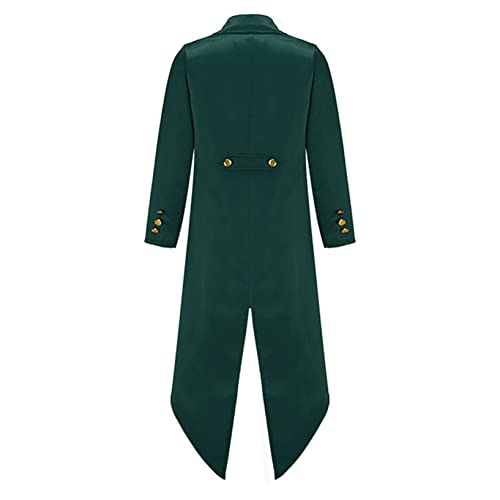 Yuumin Boy's Steampunk Vintage Tailcoat Jacket Gothic Victorian Frock Coat Uniform Renaissance Costume For Halloween Dark Green 10 Years #TOP2