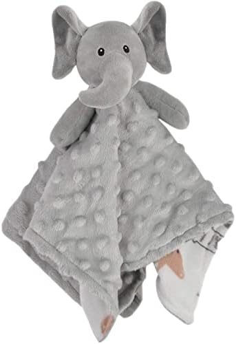 BORITAR Elephant Baby Security Blanket Soft Minky Dot Fabric Lovey Blanket with Lovely Animal Pattern Backing, Stuffed Plush Cuddle Newborn Blankie 14 Inch