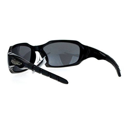 JuicyOrange Choppers Sunglasses Mens Fashion Rectangular Wrap Around Rubber End3