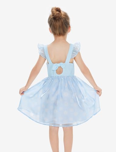 Image of Disney Princess Frozen Elsa Minnie Stitch Toddler Girl Tulle Tutu Dress Ruffle Sleeve Mesh Summer Birthday Party Clothes 2-9Y