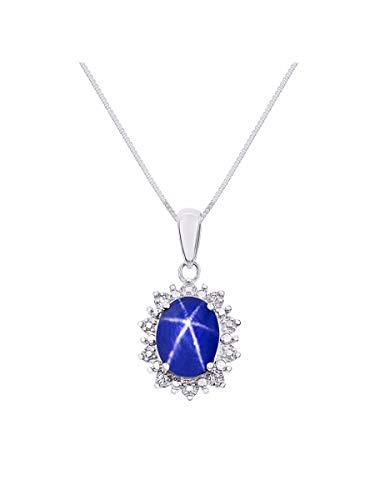 *Rylos Princess Diana Inspired Matching Jewelry Set Blue Star Sapphire & Diamond Ring With Matching Necklace - September Birthstone* #TOP1
