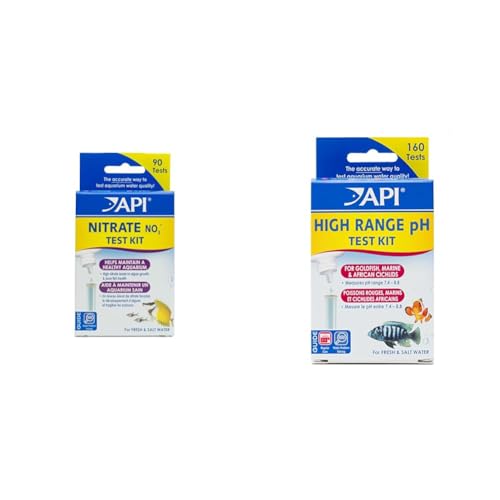 API 90-Test Nitrate and 160-Test High Range pH Aquarium Water Test Kits for Freshwater & Saltwater Tanks