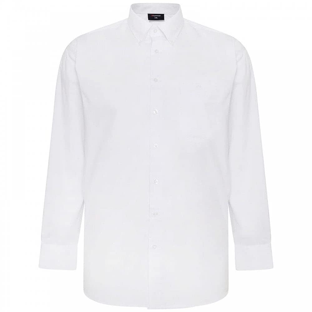 Espionage Mens Big Size Button Down Collar Long Sleeve Shirt (150) in White in 3XL