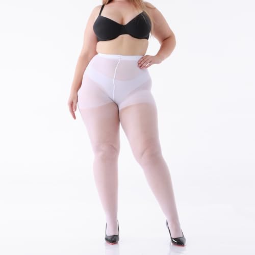Image of LADYFAN 3 Pairs Plus Size Women's Sheer Tights 20D High Waist Pantyhose