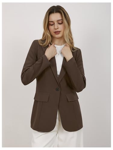 MakeMeChic Women's Lapel Neck Long Sleeve Blazer Suit Single Breasted Loose Fit Coat3