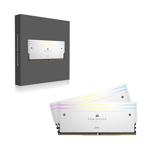 Image of CORSAIR Dominator Titanium RGB DDR5 RAM 32GB (2x16GB) 6000MHz CL30-36-36-76 1.40V AMD EXPO Intel XMP 3.0 Desktop Computer Memory - White (CMP32GX5M2B6000Z30W)