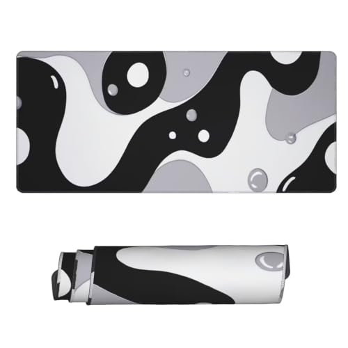 Mousepad XXL gris noir blanc grand tapis de souris surface lisse anti-glisse
