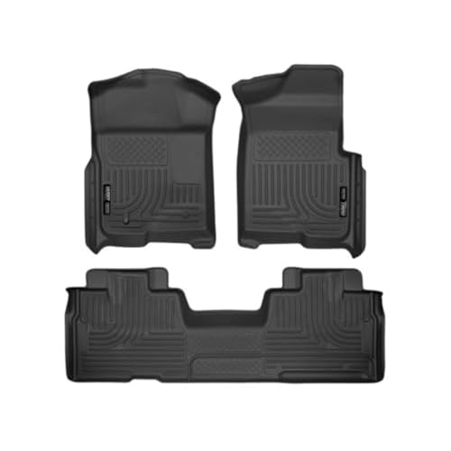 Husky Liners Weatherbeater Floor Mats | Fits 2009-2014 Ford F-150 SuperCab w/Out Manual Shifter (Footwell Coverage) | Front & 2nd Row, 3-pc Black - 98341