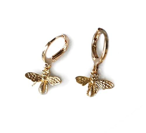 Image of BUMBLE Gold Bee Mini Hoop/Huggie Earrings (Bees)