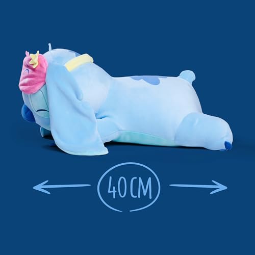 Simba Toys Disney Snuglets Wellbeing Plüschfigur Stitch liegend 40 cm – weich mit Schlafmaske und angenehmem Zusatzgewicht ca 500 g – geeignet ab den ersten Lebensmonaten – schönes Geschenk