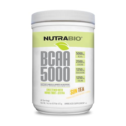 Nutrabio 26690 Bcaa 5000 Powder - Fermented Branched Chain Amino Acids For Muscle Growth & Recovery - Natural Flavors cover