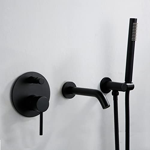 Shower Mixer Taps Wall Mounted Black Shower for Taps on Bath, Bath Shower Mixer Tap Bath Taps Hot Cold Bathroom Taps Mixer