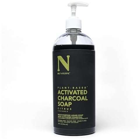 Dr. Natural Charcoal Liquid Soap, Citrus, 32 oz - Plant-Based - Made with Shea Butter - Rich in Essential Oils - Paraben-Free, Sulfate-Free, Cruelty-Free - Multi-Use Liquid Soap Cover