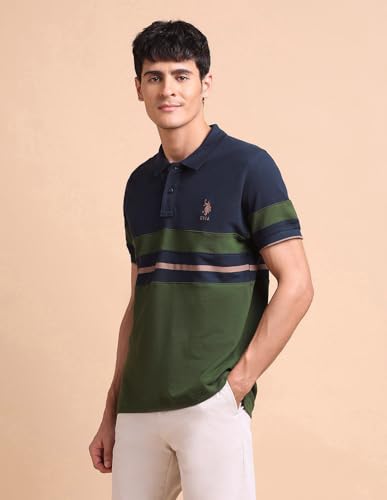 Image of U.S. POLO ASSN. Slim Fit Polo T Shirts for Men - 100% Cotton, Half Sleeves Mens Tshirt