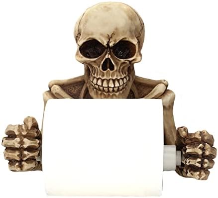 Skull Toilet Paper Holder Roll Paper Holder Wall Mount Toilet Tissue Storage Holder Skeleton Tissue Towel Shelf Paper Stand Bathroom Resin Tissue Roll Holder Halloween Skull Skeleton Tissue Holder