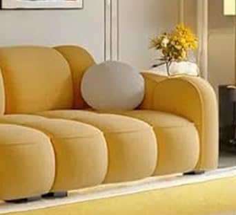 Image of CRAFTCITY Contemporary Wool Sofa with Swen Pillow Back for Living Room (Yellow, 3 Seater)