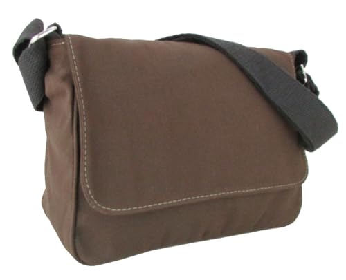 Bolsa Carteiro Pasta Transversal De Ombro Tiracolo Média em Lona Masculina Feminina (Marrom)
