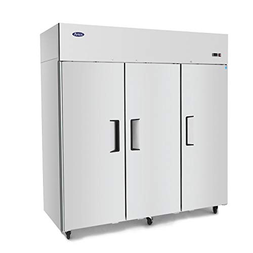 3 Door Commercial Refrigerators, Atosa Top Mount Stainless Steel Reach In Upright Compact Refrigerator For Restaurant - 64.88 Cu.ft., Air Cooled #TOP25