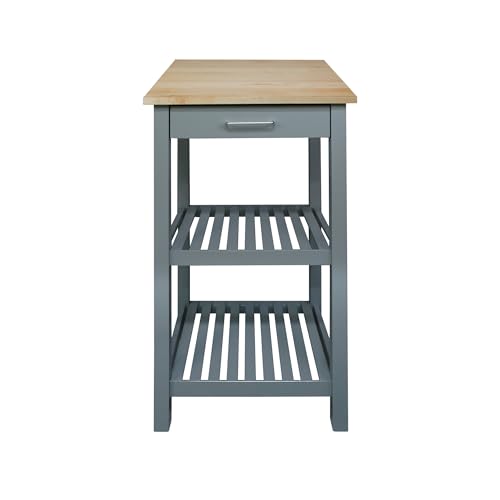Casual Home Sunrise (Small) with Solid Harvest Hardwood Top Kitchen Island, 22.75" W, Slate Gray