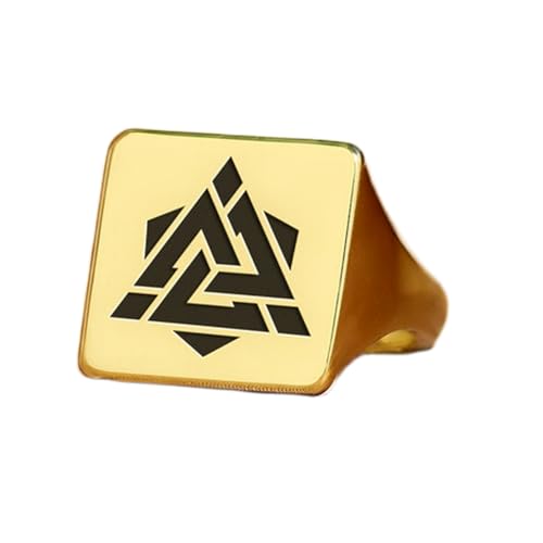 Bague Valknut carrée en argent et or : votre accessoire vintage du quotidien