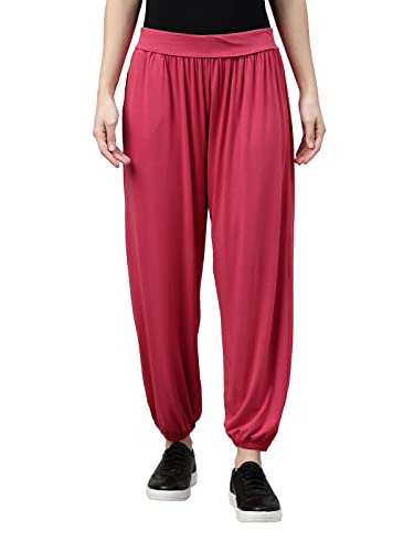 Image of GO COLORS Women Mid Rise Viscose Harem Pants | Wrinkle Free, Relaxed Fit, Free Size