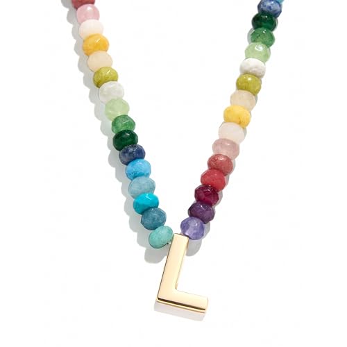 BaubleBar Multi-Color Semi-Precious Block Initial Necklace