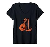 Canción en árabe y Oud Mujer Oud y árabe Cita \"Oud, El compañero de las noches\" Camiseta Cuello V