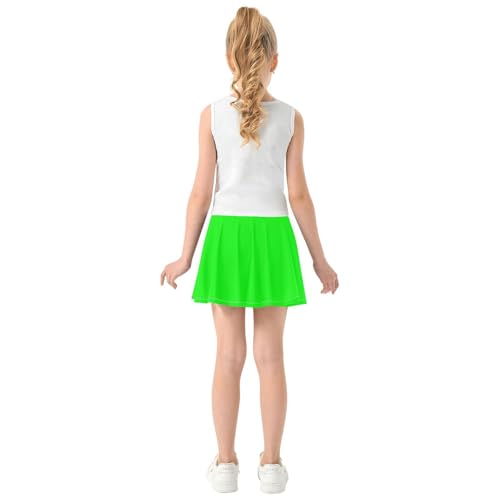 Yuiboo Lime Green Girls Tennis Skorts with Shorts Scort Skirt for Toddler Girl Kids Skort4