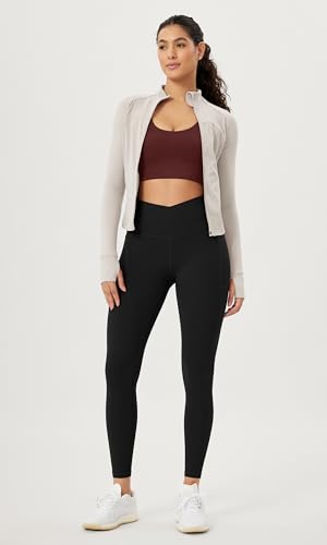 ODODOS Cloud Feeling Crossover 7/8 Leggings with Pockets for Women 25" / 28" V High Wasit Lounge Yoga Pants2