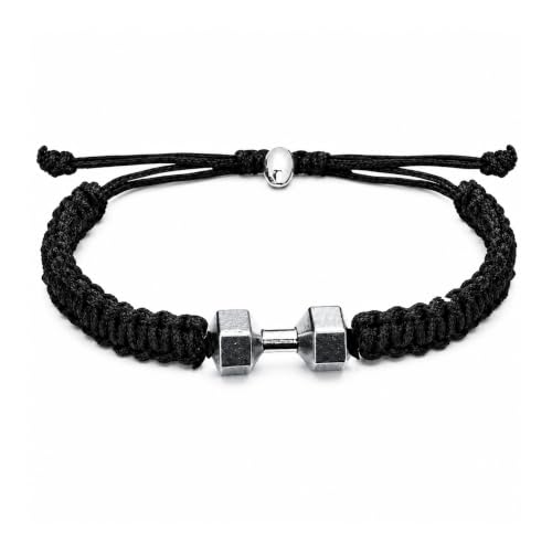 Pulsera ajustable con charm de mancuerna para fitness miniatura 1